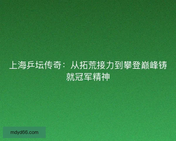 上海乒坛传奇：从拓荒接力到攀登巅峰铸就冠军精神