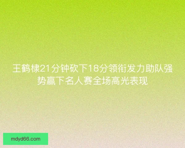 王鹤棣21分钟砍下18分领衔发力助队强势赢下名人赛全场高光表现